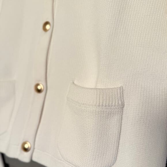 Quince Women’s Organic Cotton White Cardigan XS w/ Gold Buttons & Pockets - Picture 6 of 13